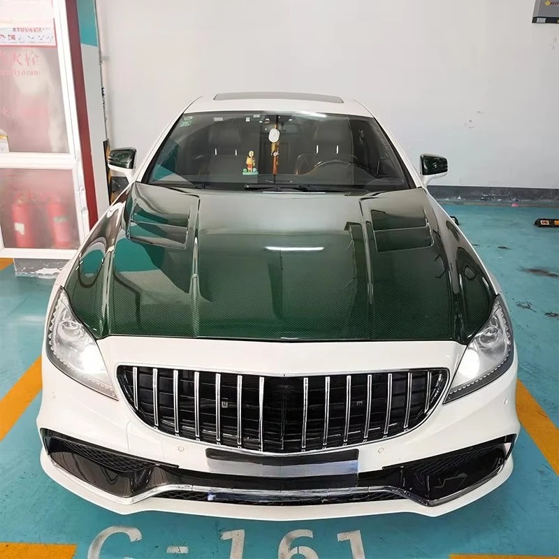 High Quality Carbon Fiber Front Hood for  W218 CLS63 Auto Parts for Modification and Replacement Wholesale